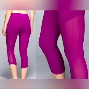 lululemon athletica plum mesh crop leggings - size 8